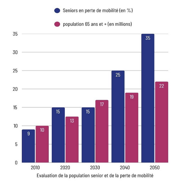Graphique évolution senior & perte autonomie